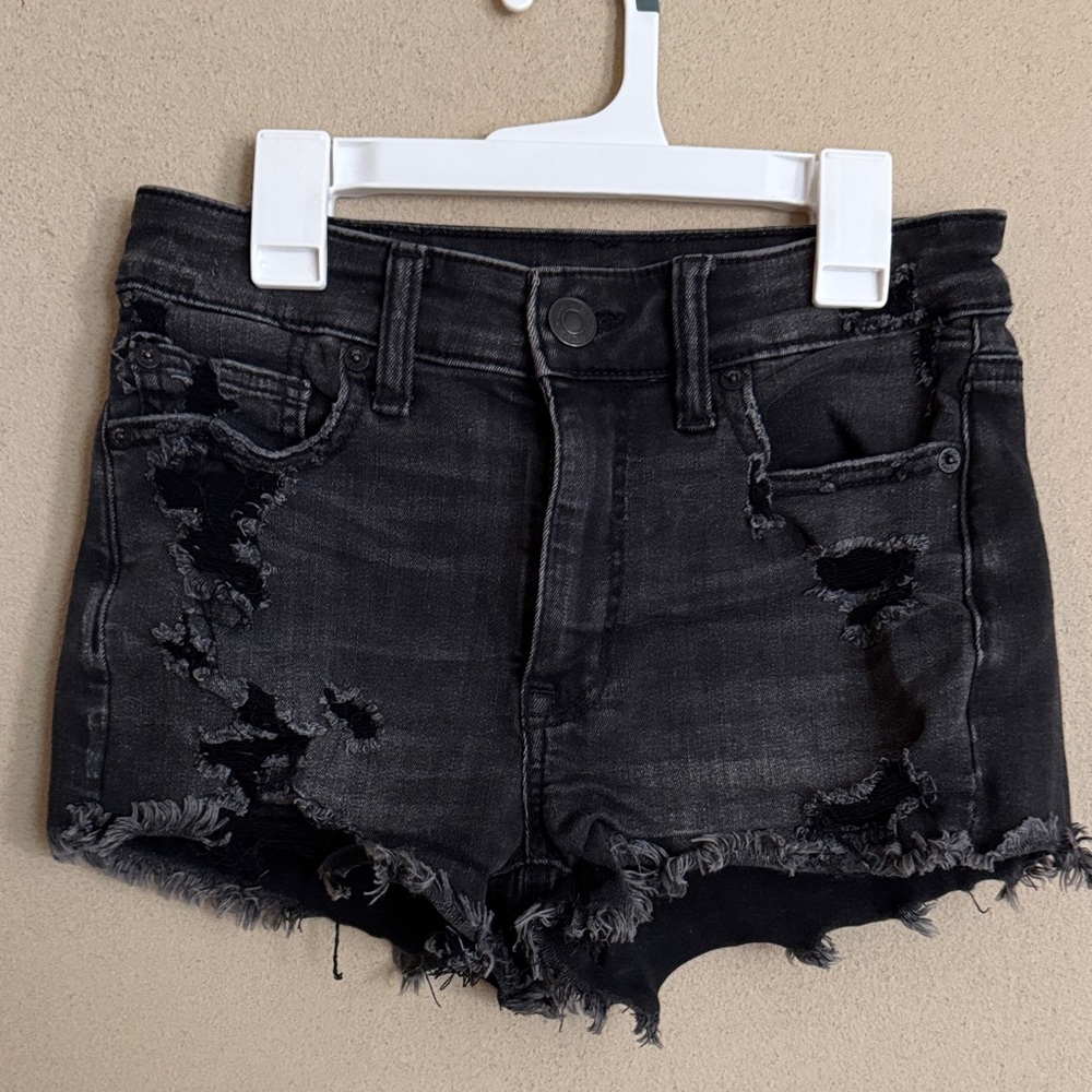 American Eagle Outfitters Black Distressed Jean Shorts